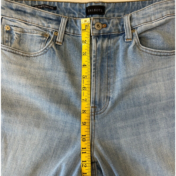 Talbots Womens Modern Ankle Jeans 12 Blue Distressed Side Stripe - Picture 3 of 9